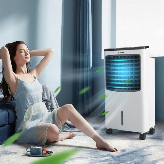 3-in-1 Indoor Portable Evaporative Air Conditioner 3 Speeds Air Cooler Humidifier with Remote Control and Timer