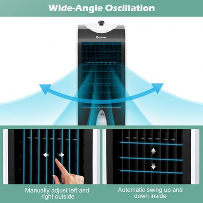 3-in-1 Indoor Portable Evaporative Air Cooler Humidifier with 3 Wind Modes and Speeds