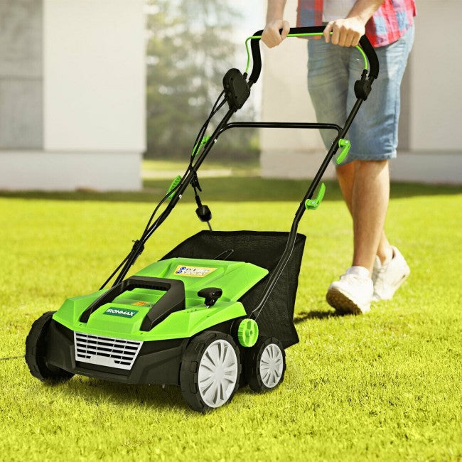 13 Amp 15" Electric Lawn Mower Corded Scarifier With 50L Collection Bag