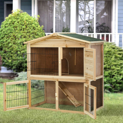 Wooden Chicken Coop Large Bunny Rabbit Cage with Ramp