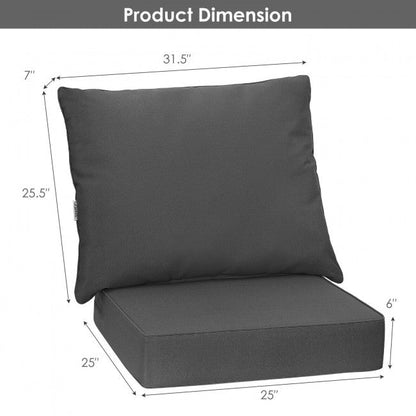 Deep Seat Chair Cushion Pads Set with Rope Belts for Indoor and Outdoor