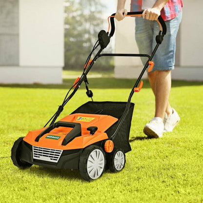 13 Amp 15" Electric Lawn Mower Corded Scarifier With 50L Collection Bag