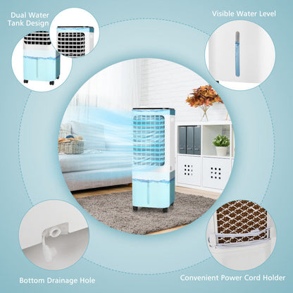 4-in-1 Evaporative Air Cooler with 12L Water Tank and 4 Ice Boxes