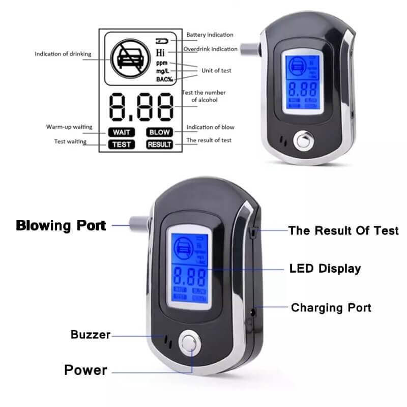 Police-Grade Professional Alcohol Tester Breathalyzer - Westfield Retailers