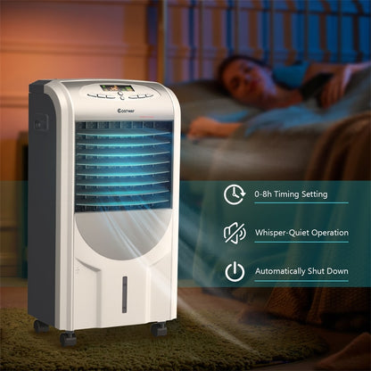 5 In 1 Portable Evaporative Cooler Fan with Heater Humidifier & Purifier, 8H Timer, 3 Speeds, 7L Tank, Remote Control