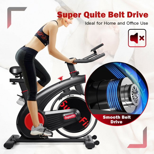 Indoor Stationary Exercise Cycling Bike Silent Belt with Heart Rate Monitor and 20lbs Steel Flywheel