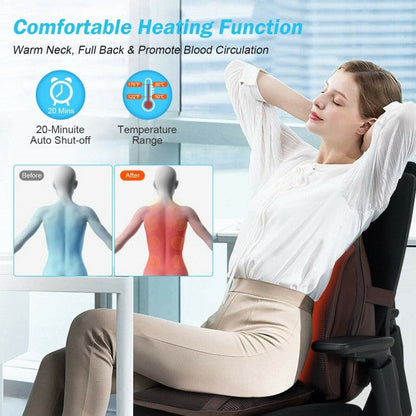 Shiatsu Neck & Back Massager Full Body Kneading or Rolling Massage with Heat and Adjustable Compression