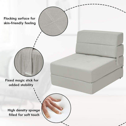 Folding Convertible Sleeper Chair Sofa Bed With Padded Cushion