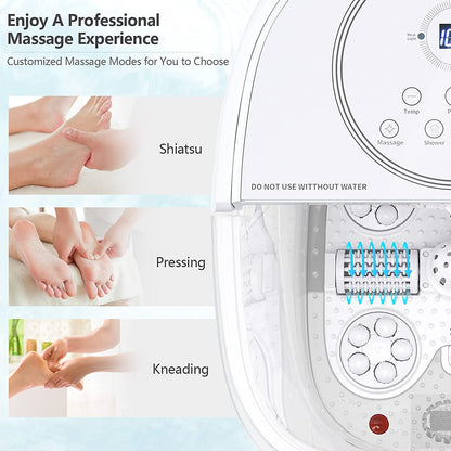 Shiatsu Foot Spa Bath Massager with Motorized Rollers and Heat, Electric Foot Soaker for Feet Stress Relief