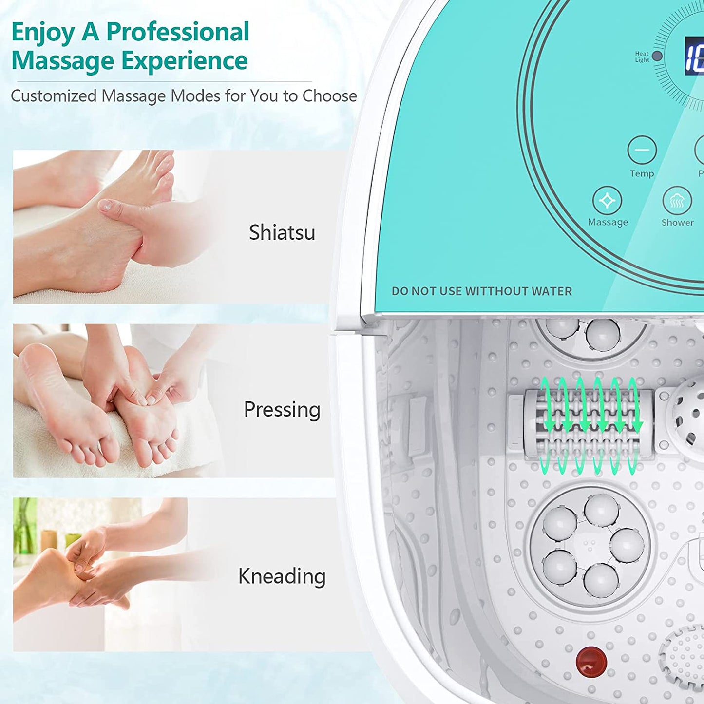 Shiatsu Foot Spa Bath Massager with Motorized Rollers and Heat, Electric Foot Soaker for Feet Stress Relief