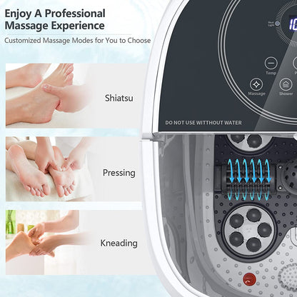 Shiatsu Foot Spa Bath Massager with Motorized Rollers and Heat, Electric Foot Soaker for Feet Stress Relief