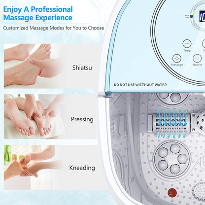 Shiatsu Foot Spa Bath Massager with Motorized Rollers and Heat, Electric Foot Soaker for Feet Stress Relief