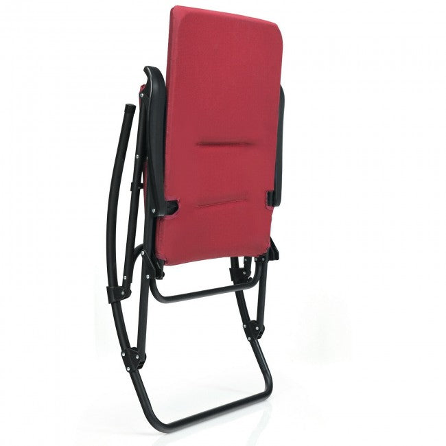 Outdoor Portable Folding Rocking Chair with Armrest & Padded Seat