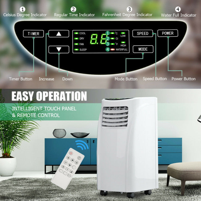 8000BTU Portable Air Conditioner Air Cooler with Dehumidifier Function and Remote Control