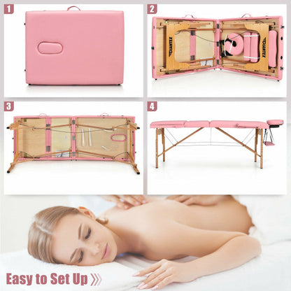 84inch Portable Folding Massage Table Lash Bed Adjustable 3 Sections Spa Salon Tattoo Bed with Carry Case