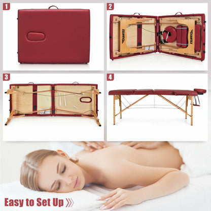 84inch Portable Folding Massage Table Lash Bed Adjustable 3 Sections Spa Salon Tattoo Bed with Carry Case