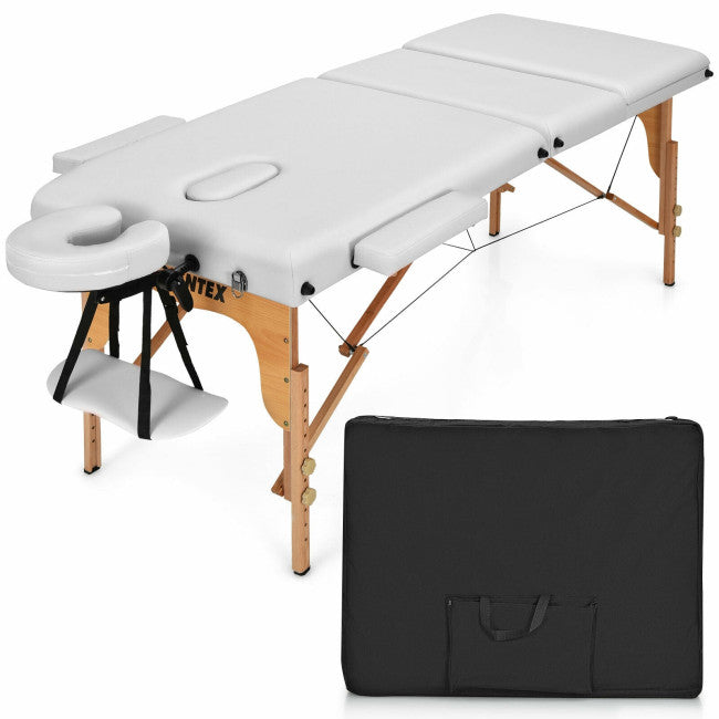 84inch Portable Folding Massage Table Lash Bed Adjustable 3 Sections Spa Salon Tattoo Bed with Carry Case