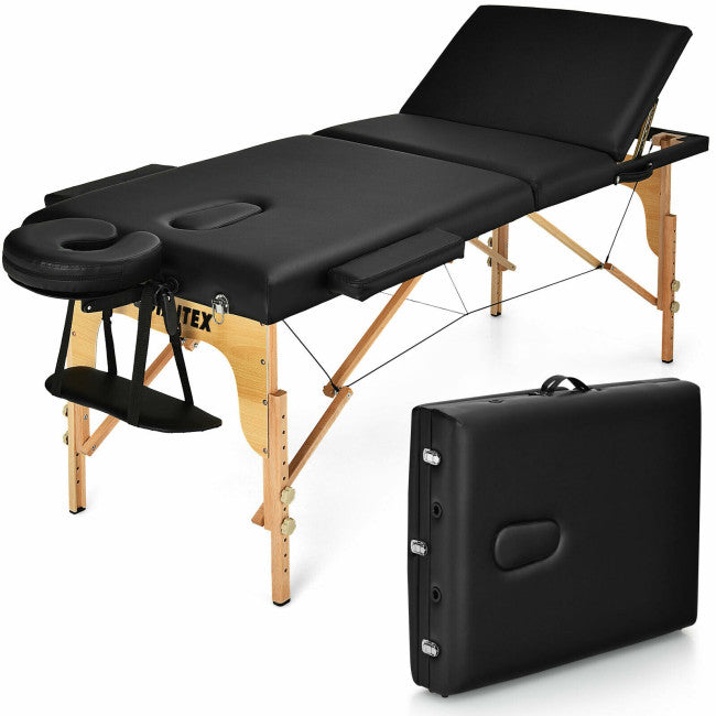 84inch Portable Folding Massage Table Lash Bed Adjustable 3 Sections Spa Salon Tattoo Bed with Carry Case