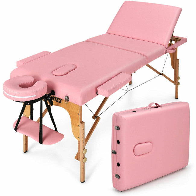 84inch Portable Folding Massage Table Lash Bed Adjustable 3 Sections Spa Salon Tattoo Bed with Carry Case