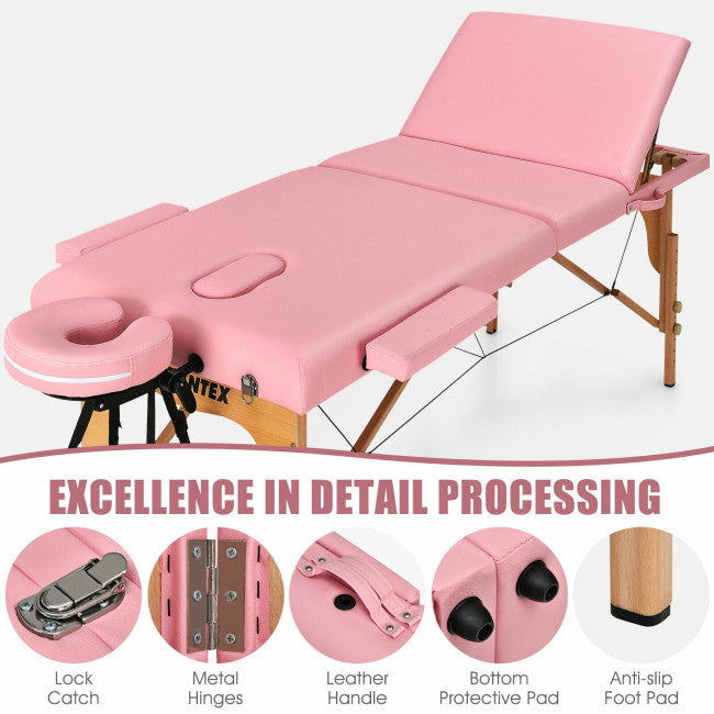 84inch Portable Folding Massage Table Lash Bed Adjustable 3 Sections Spa Salon Tattoo Bed with Carry Case