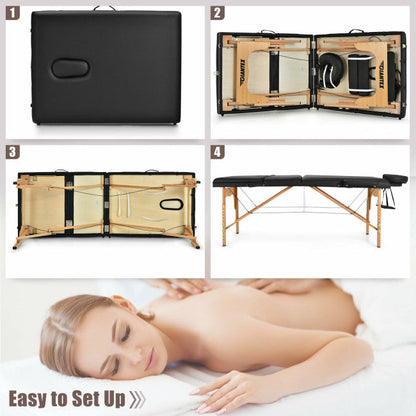 84inch Portable Folding Massage Table Lash Bed Adjustable 3 Sections Spa Salon Tattoo Bed with Carry Case