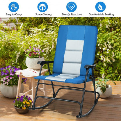 Outdoor Portable Folding Rocking Chair with Armrest & Padded Seat