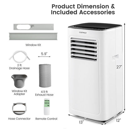 9000 BTU(Ashrae) Air Conditioner with Dehumidifier and 24H Timer