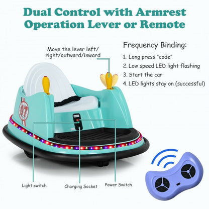 6V Kids Ride On Bumper Car 360-Degree Spin Race Toy with Remote Control