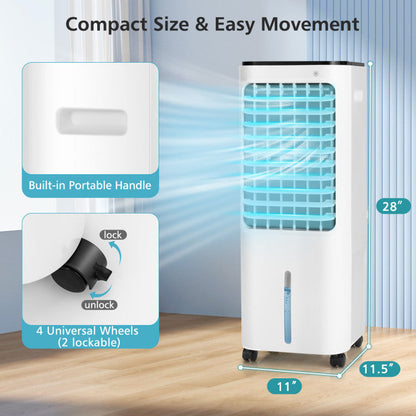 4-in-1 Evaporative Air Cooler with 12L Water Tank and 4 Ice Boxes