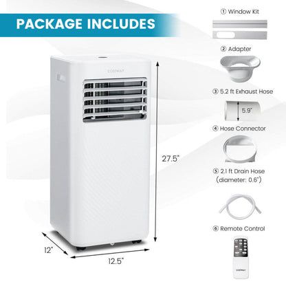 8000 BTU(Ashrae) Portable Air Conditioner Cools 250 Sq.Ft with Timer