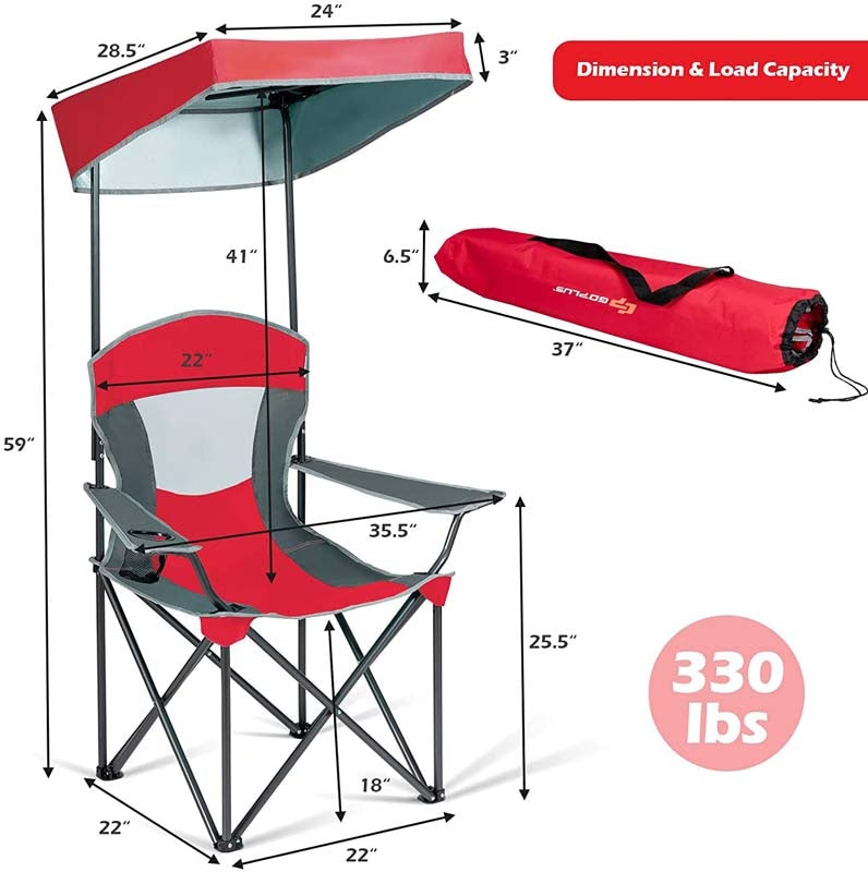 Folding Camping Beach Chair with Canopy