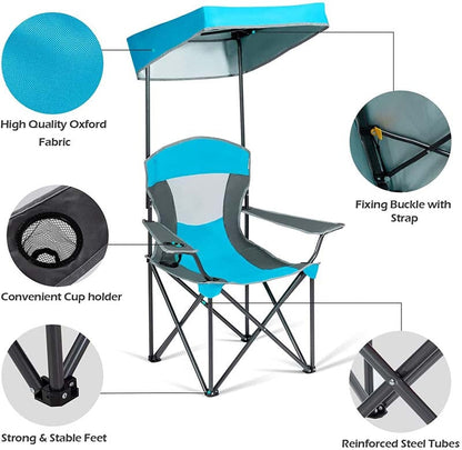 Folding Camping Beach Chair with Canopy