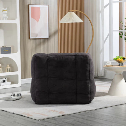 Luna Fluffy Bean Bag Chair with Memory Foam & Ottoman, Black