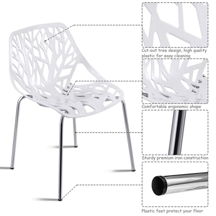 Set of 6 Modern Plastic Dining Side Chairs