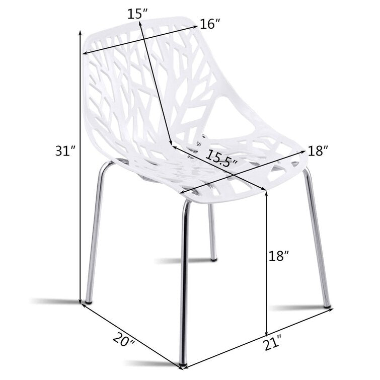 Set of 6 Modern Plastic Dining Side Chairs