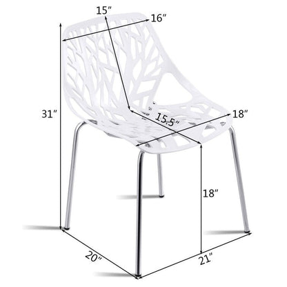 Set of 6 Modern Plastic Dining Side Chairs