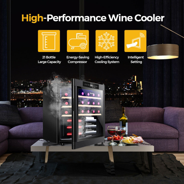 21 Bottle Compressor Wine Cooler Refrigerator Beverage Cellar Fridge with Digital Soft-Touch Control