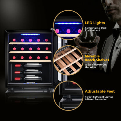 21 Bottle Compressor Wine Cooler Refrigerator Beverage Cellar Fridge with Digital Soft-Touch Control