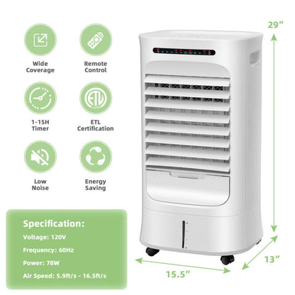 3-in-1 Portable Evaporative Air Conditioner Air Cooler Fan with 3 Wind Modes and 3 Fan Speeds