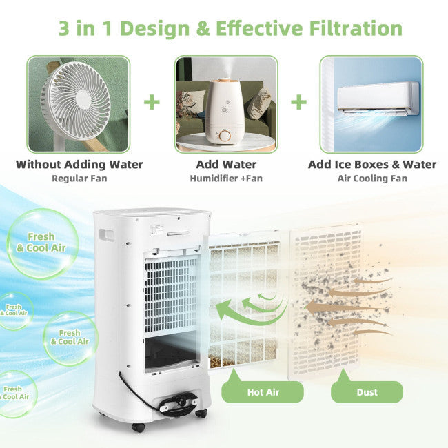 3-in-1 Portable Evaporative Air Conditioner Air Cooler Fan with 3 Wind Modes and 3 Fan Speeds