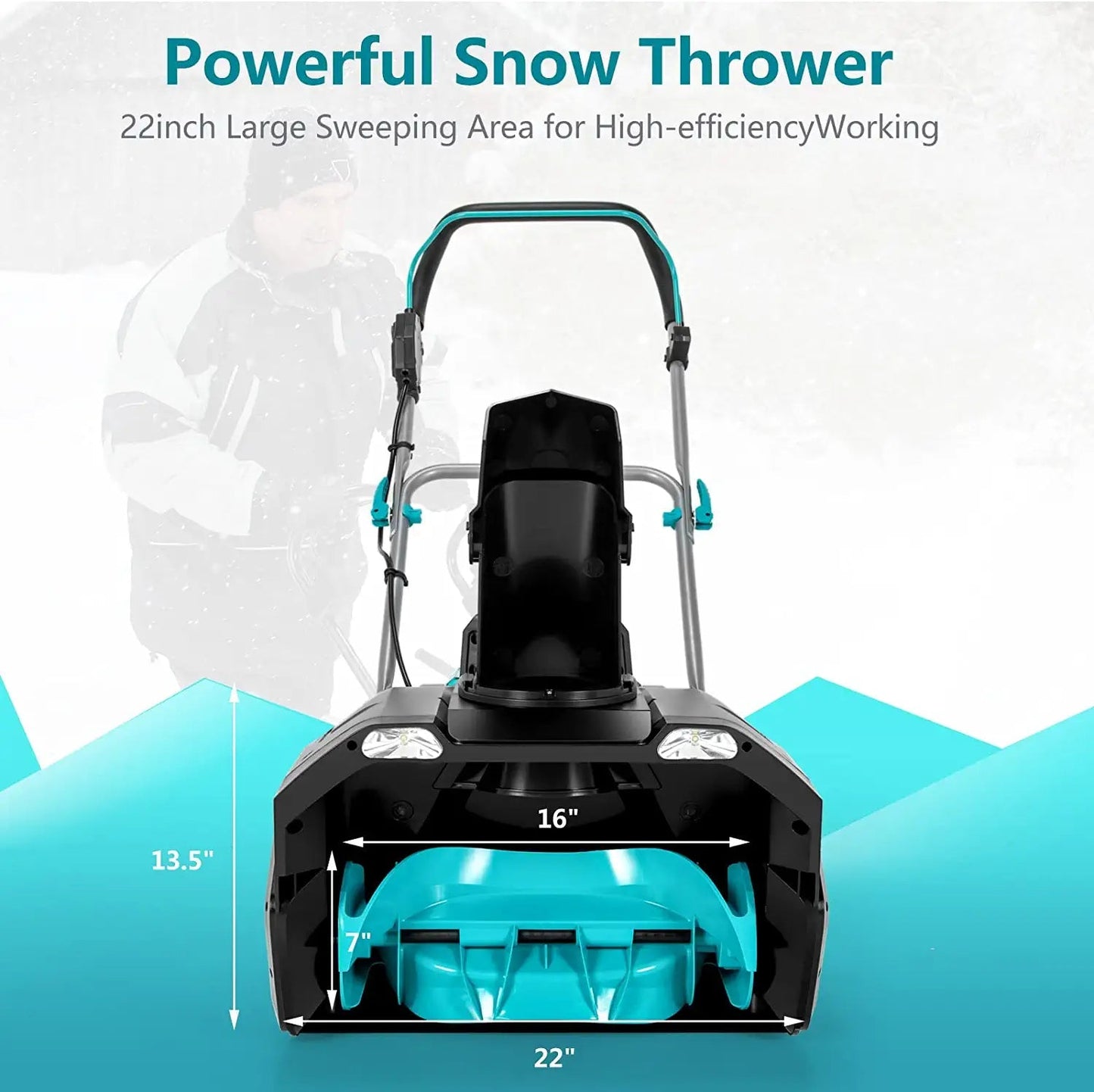 40V Cordless Snow Blower 20 Inch Snow Thrower with Dual LED Lights and 2 Battery for Yard Driveway