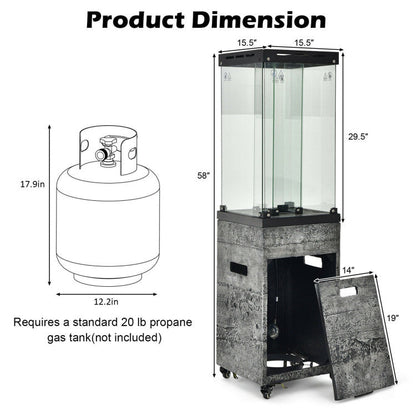 41000 BTU Outdoor Propane Gas Heater with Waterproof Cover and Lockable Wheels