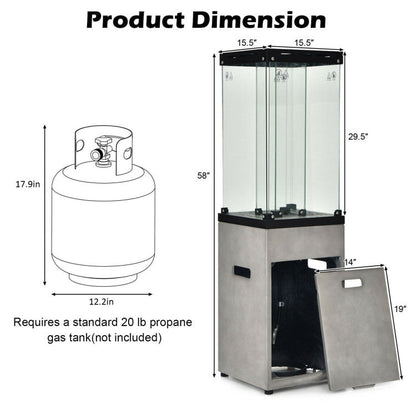 41000 BTU Outdoor Propane Gas Heater with Waterproof Cover and Lockable Wheels