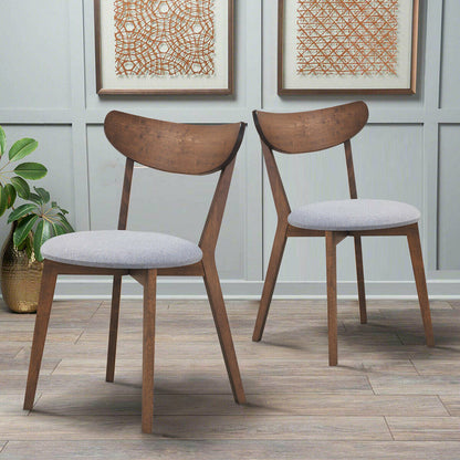 Set of 2 Dining Chair Upholstered Curved Back Side