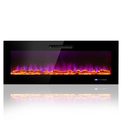 50/60 Inch Wall Mounted Recessed Electric Fireplace Heater with Remote Control and Touch Screen