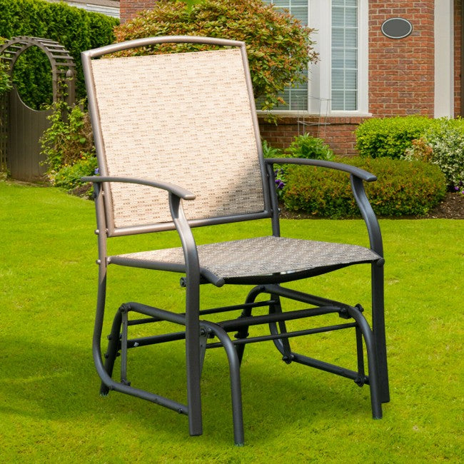 Single Patio Rocking Chair Swing Glider With Sturdy Metal Frame