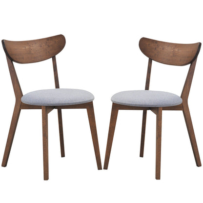 Set of 2 Dining Chair Upholstered Curved Back Side