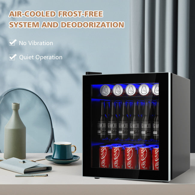 60 Can Freestanding Mini Wine Cooler Refrigerator Intelligent Beverage Fridge with Adjustable Temperature Control