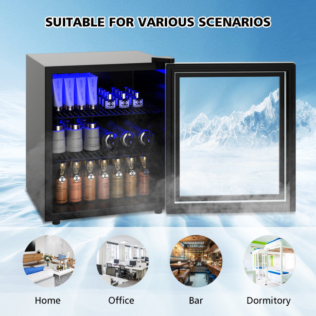 60 Can Freestanding Mini Wine Cooler Refrigerator Intelligent Beverage Fridge with Adjustable Temperature Control