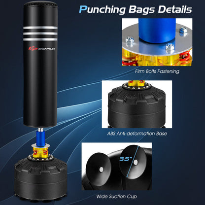 70 Inch Freestanding Punching Bag 220lbs Heavy Boxing Sandbag with Gloves and 12 Suction Cup Base